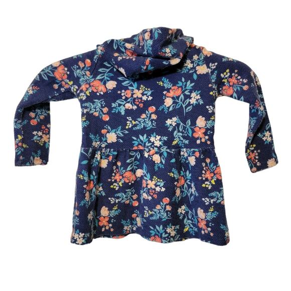 CARTERS  Hooded Waffel Henley Top Skirted Ruffle Blue Floral Girls Size 4T - Picture 4 of 4